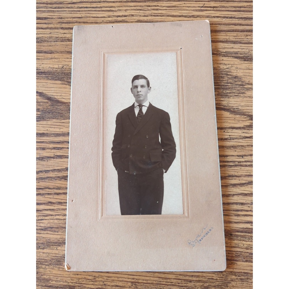 Antique Cabinet Card Young Man Photo 1904 Victorian Portrait Gerald Sibley NY